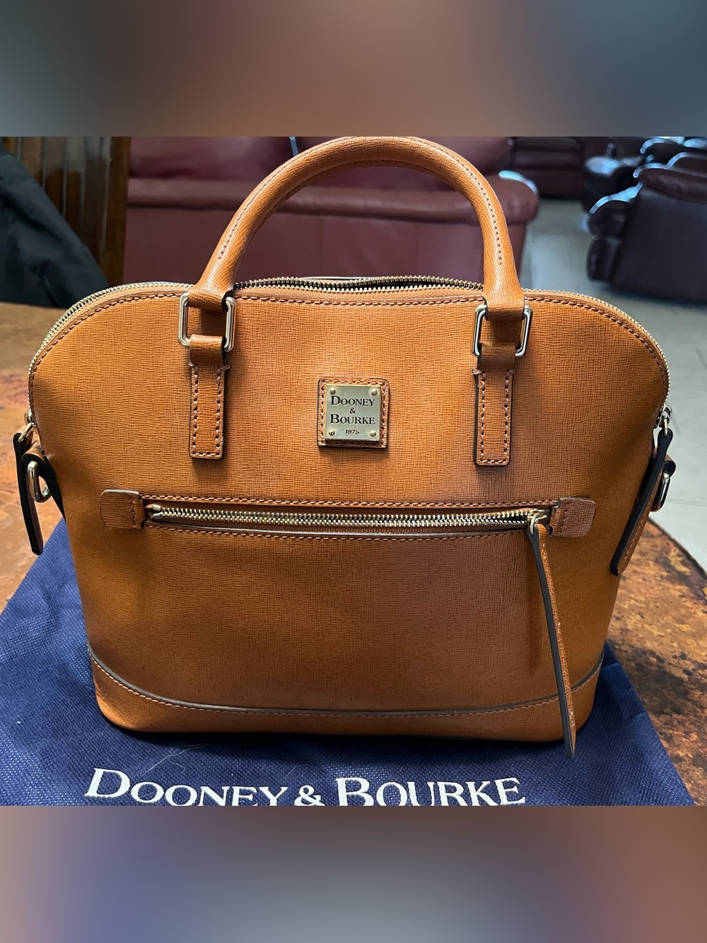 Authentic Dooney & Bourke Leather Zip Satchel NWOT